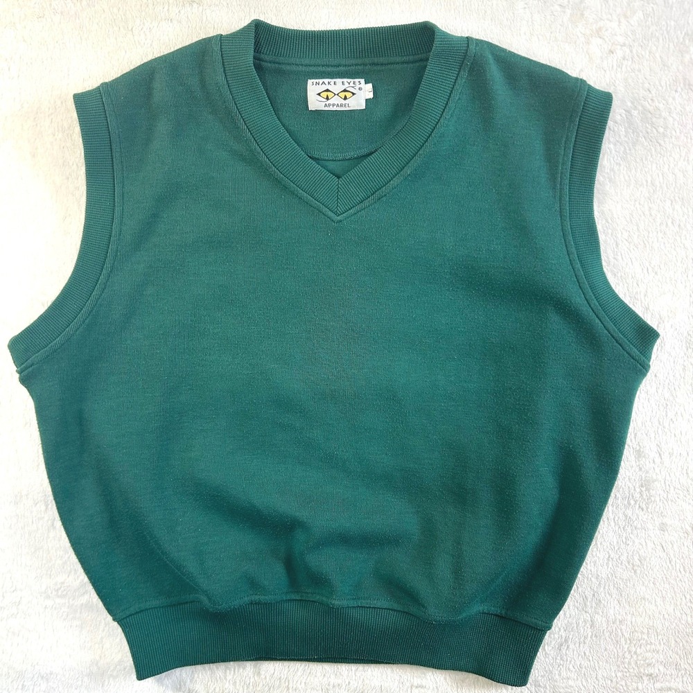 Snake Eyes Grandpa Core Green V-Neck Sweater Vest Large Vintage Golf Retro